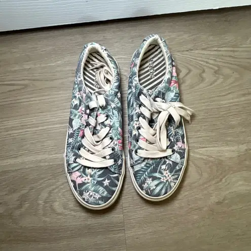 Taos Floral Print Canvas Sneakers Casual Lace Up Women's Shoes tropical resort Green Size 7