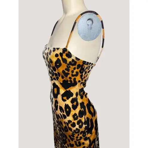 Leopard Print Bodycon Dress With Adjustable Spaghetti Straps Black Size M