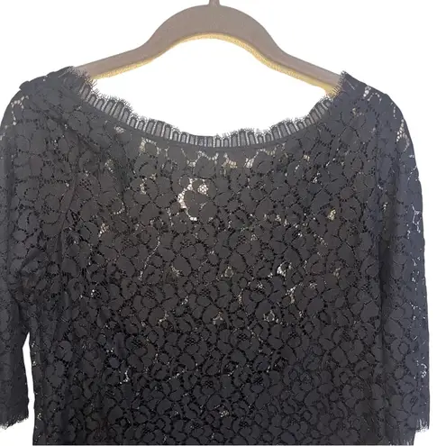 Anthropologie Weston Wear Black Sheer Lace Top 3/4 Sleeve Small Whimsigoth