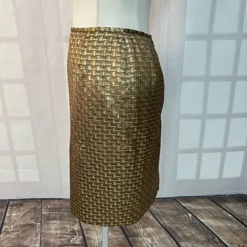 Lafayette 148  New York gold metallic pencil Skirt Size 6