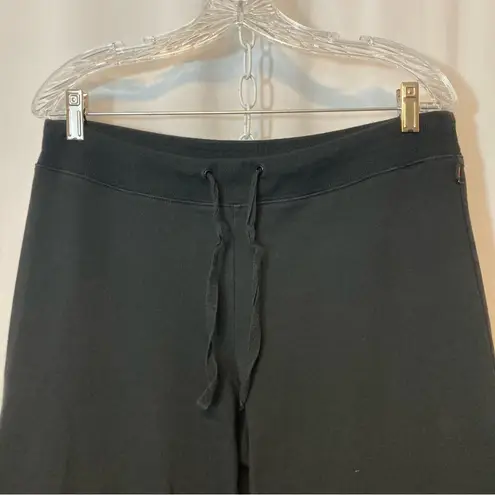 Y2K New York and Company Black Embroidered Floral Wide Leg Crop Sweatpants Pants Size M