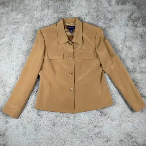 Charter Club Silk Pant Suit Set Career Business Interview Tan Size 12