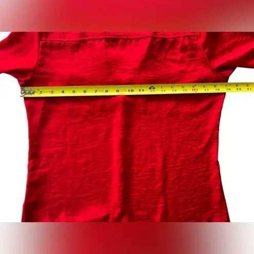 New York & Co Women’s Red Satin Shirt Button Down Dress Blouse Size Small