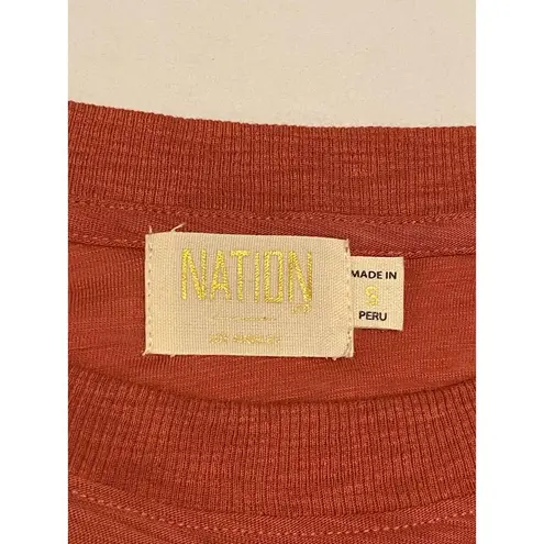 Nation Ltd   Puff Sleeve Crewneck Tee size S Red Clay