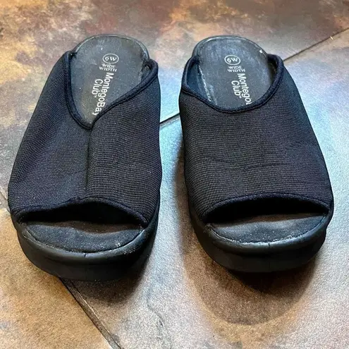 Montego Bay Club Women’s Stretch Slip-on Black Sandals Size 6 Wide