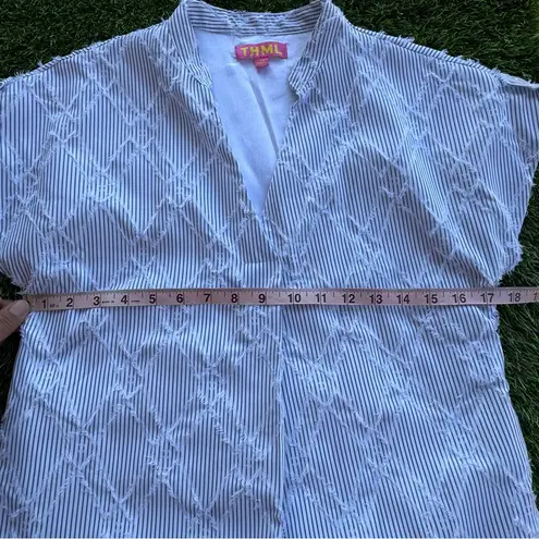 THML Mohair Pinstriped V-Neck Short Sleeve Mini Dress Size XS