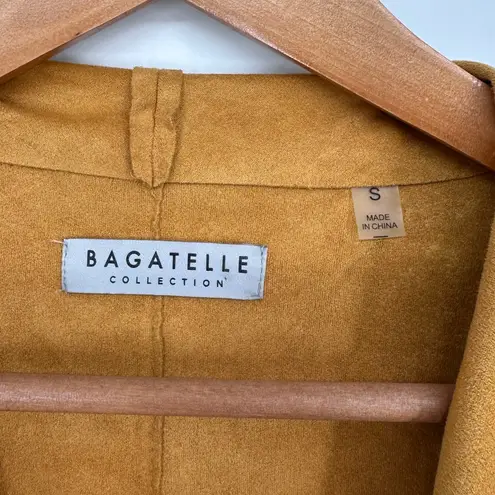 Bagatelle Sienna Brown Drape Front Faux Suede Jacket size Small Long Sleeve Soft