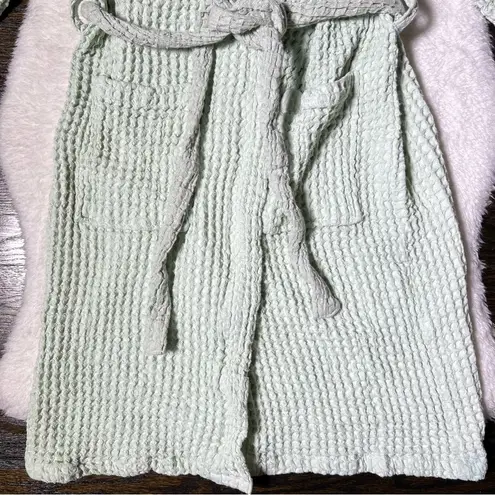 Bathen Mint Light Green Waffle Knit Kimono Spa Robe