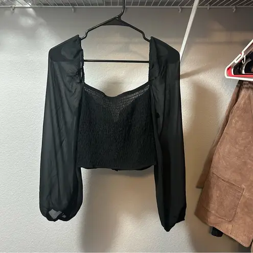 Ever B Corset Smocked Blouse Black LARGE