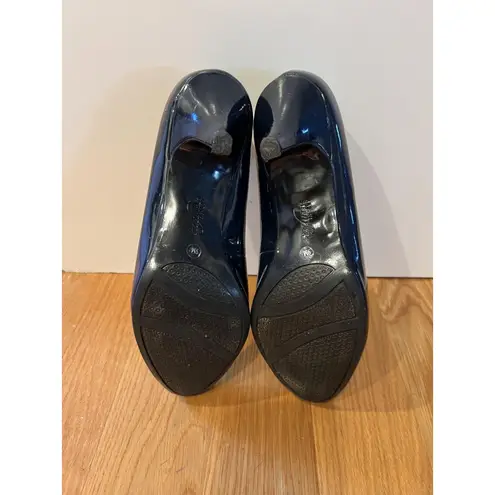 Alfani Shoes Womens Size 9 Navy Patent Denny Pumps Kitten Heel Comfort Dress Blue