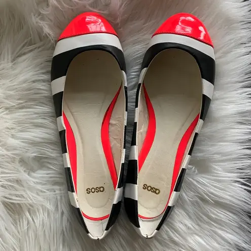 ASOS  Black, White, and Neon Pink Ballet Flats