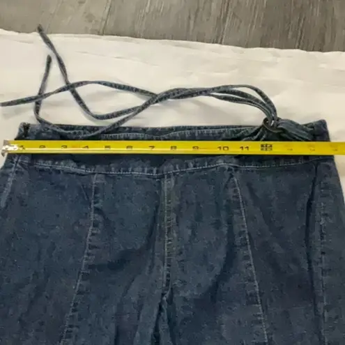 Calvin Klein  Wide Leg Side Tie Denim Jeans 2 Boho 70s Look Festival Hippie EDM - Image 9