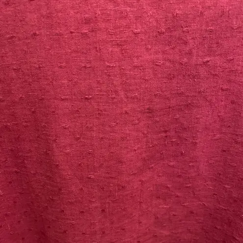 Flax Linen Button Front Swiss Dot Lagenlook Shacket Size Small In Raspberry