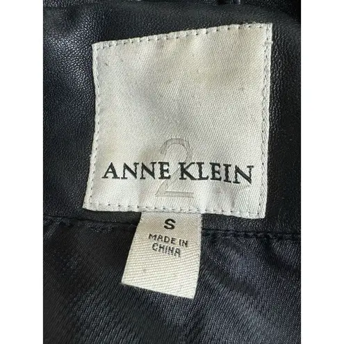 Anne Klein  Leather Coat Jacket Size Small Genuine Lamb Skin Button Down *READ*