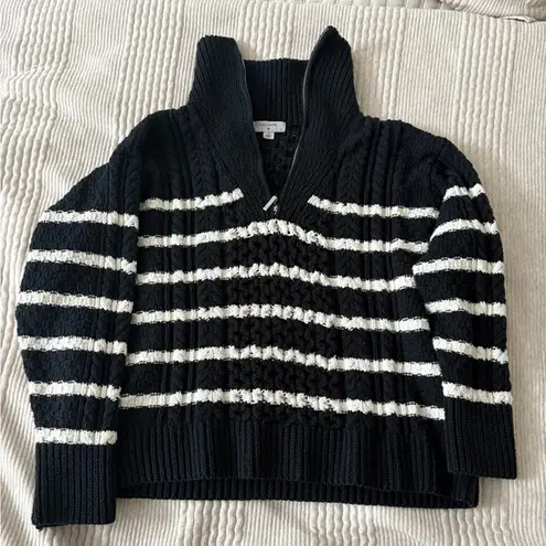 Target La Linge Pull Over Striped Quarter Zip Cable Knit Sweater Women’s 1X Black