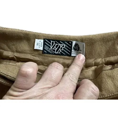 Vintage KGR Wool Blend Wrap Mini Skirt Tan Size 14
