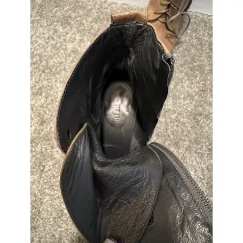 Vic Matie Leather Buckle Healed Boots Size 8 Zip Closure Lug Sole 38