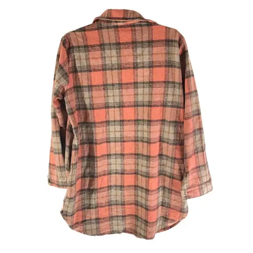 Very J Julia by Flannel Shirt Dress Button Down Pockets Plaid Pink White M