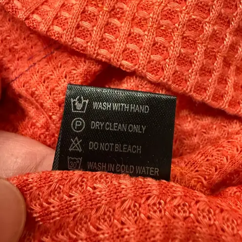 Southern Stitch Orange Waffle Knit Floral Patchwork Long Sleeve Top Size L
