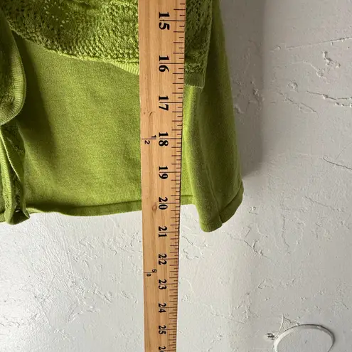 Crystal Kobe Women's Size Large Y2k Green Cotton Crochet Tie Top Cottage