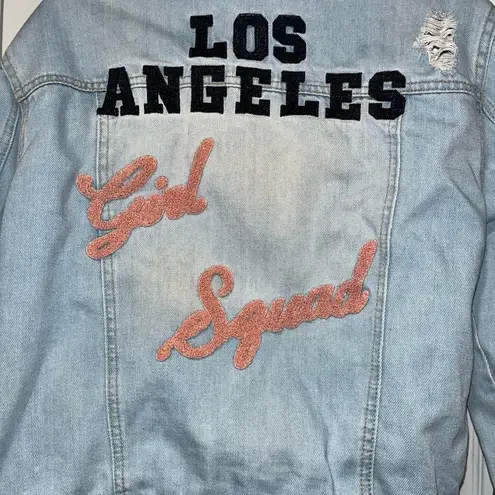 Forever 21 LA Girl Squad Distressed Denim Jacket