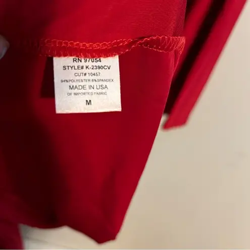 Krisa Dress Long Sleeve Red Faux Wrap Classic Solid Neutral Mini V-Neck Holiday