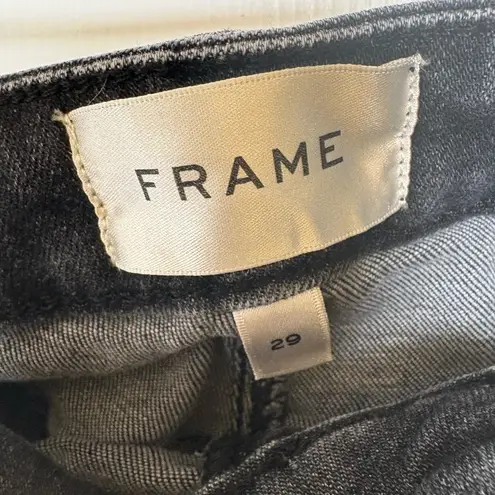 frame denim Frame Claudius Black Le Crop Mini Boot Raw Hem Stretch Denim Jeans Bootcut 29