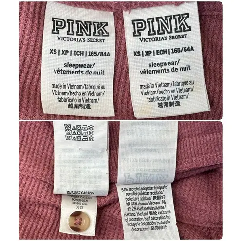 Victoria’s Secret PINK Thermal Waffle Knit Jogger Pants Top Set Soft Begonia XS