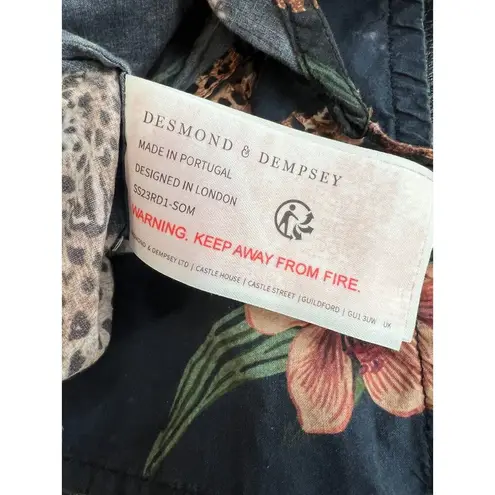 Desmond & Dempsey | XS | Slip Nightie Soleia Leopard Tropical Slip Dress Midi Blue