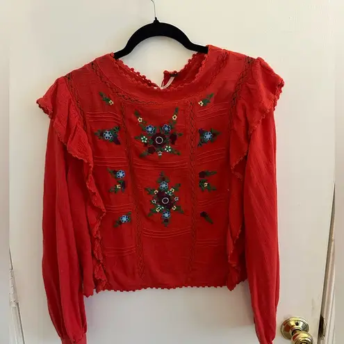 Free People  Embroidered Blouse