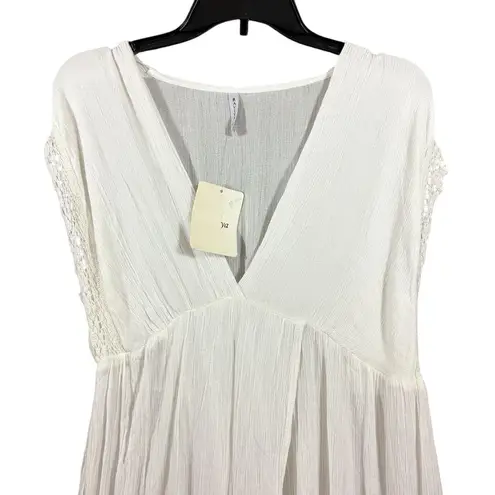 Raviya Macys NWT $58 white gauzy lace trim maxi swim cover