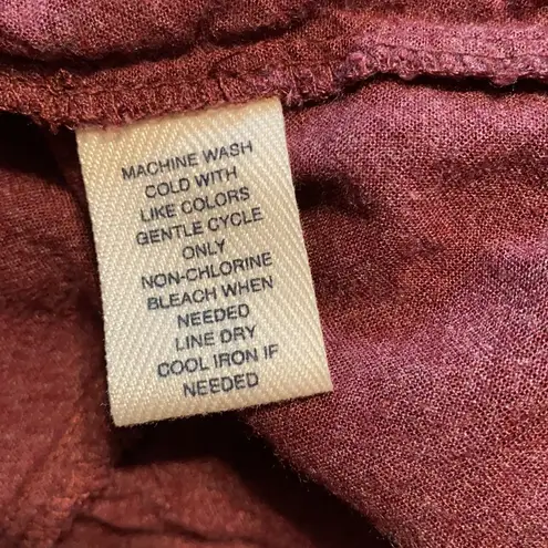 Westbound Point Collar Peplum Tunic Button Down Purple Red Long Sleeve Large Red