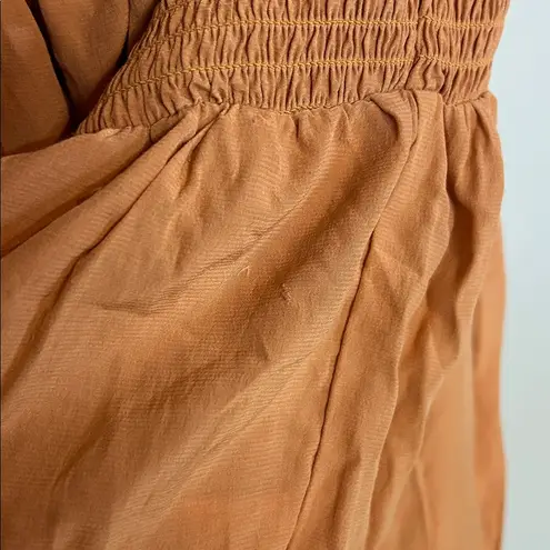 Scarlet Darkness Top Large Peasant Bardot Ruffle Blouse Smocked Waist Shirt Orange