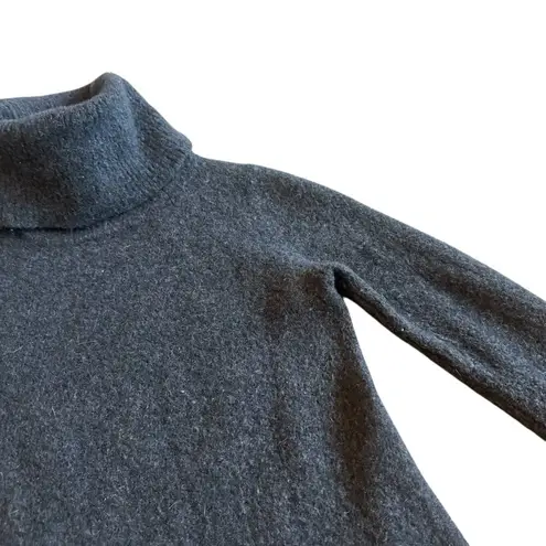 St. John Wool Blend Turtleneck Sweater Pullover Stretch Dark Grey Size Small