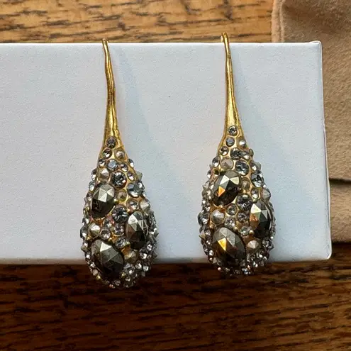 Alexis Bittar  Gold and Silver Crystal dew drop encrusted Earrings, vintage