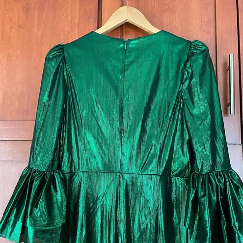 Pomander Place Emerald Crinkle Lurex Lillith Dress Maxi Green Size Small NEW