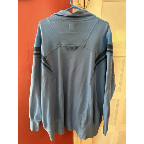 Free People  Knockout Track Zip-Up Sweatshirt Oversized Cobalt Large