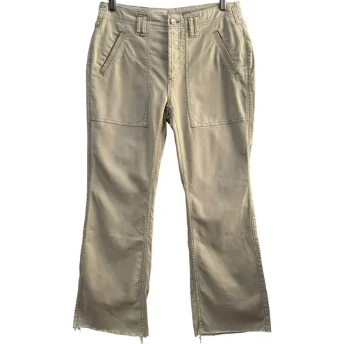 Pilcro Anthropologie Yaya Crop Raw Hem Utility Cargo Mid Rise Flare Pants 27