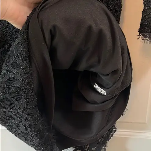 Jump Apparel Black Mesh Floral Long Sleeve Sheath Cocktail Dress - Size Large