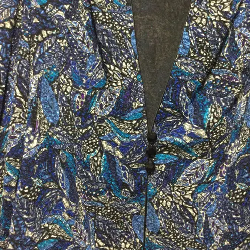 Alex Evenings Womens Blue Abstract Sequin Beaded Blazer Jacket Size 2X