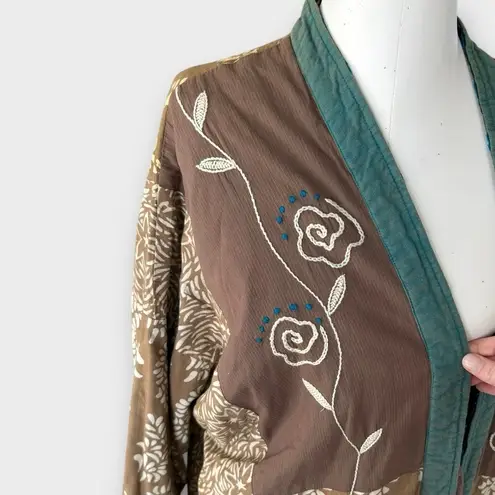 Handmade Reversible Embroidered Cotton Kantha Kimono Jacket Boho Patchwork One Size