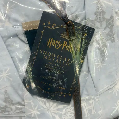 Pottery Barn x Harry Potter Snowflakes Metallic Pajama Set Button Shirt Pant NWT