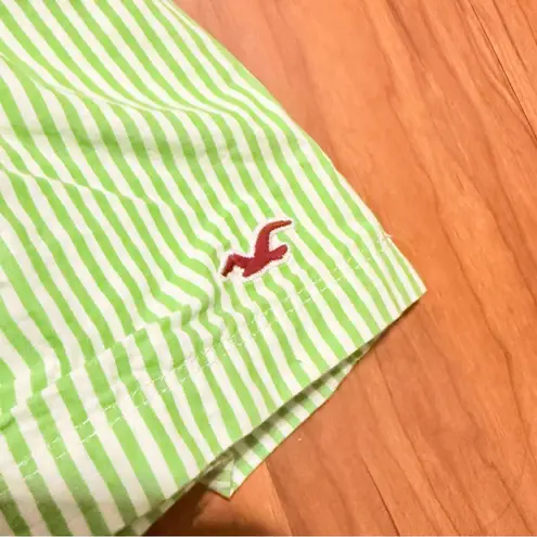 Hollister  Y2K Striped Strapless Babydoll Top Ribbon Lime Green and White Large