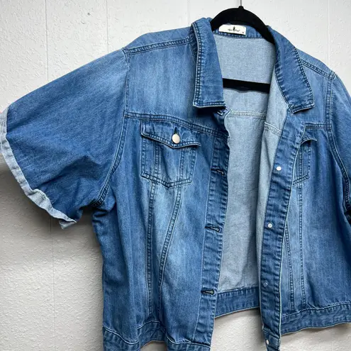 Agnes Orinda Denim Button Front Shirt Womens 3X Western Country Barn Cowgirl Blue