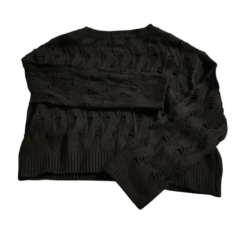 Black Crew Neck Cable Knit Cropped Sweater Size M