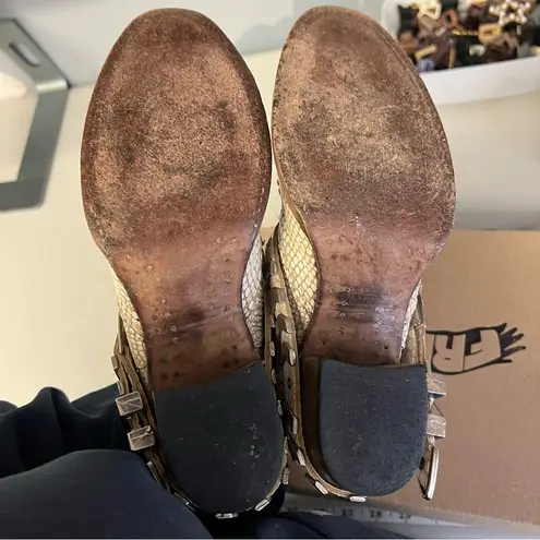 Freebird by Steven | Snakeskin 7 Women’s White Ankle Boots with Silver Hardware