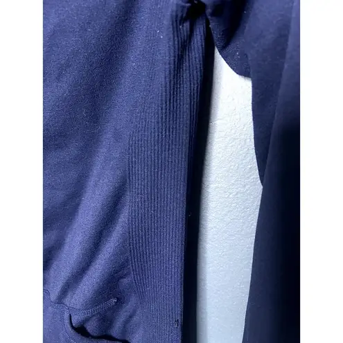 GG's Fashion Sports Zip Up Sweater Blue Tight Fitting Ribbed Sides Size XS/S