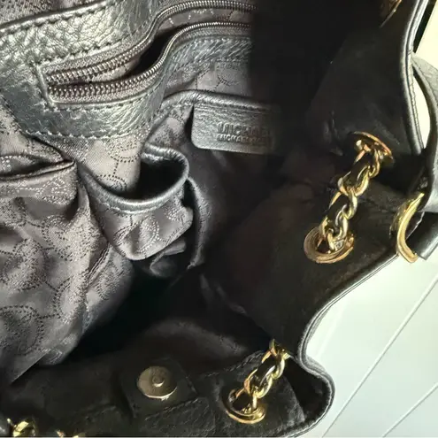 MICHAEL Michael Kors Black and Gold Shoulder Bag with Chain Detail Bucket