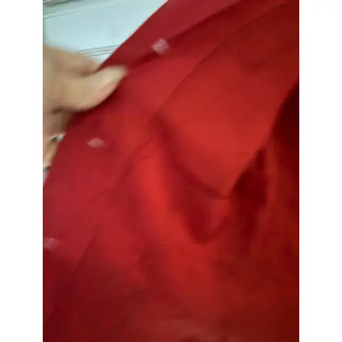 SILKLAND Petite Red Embroidered Silk Blazer Jacket Women's Size 2P