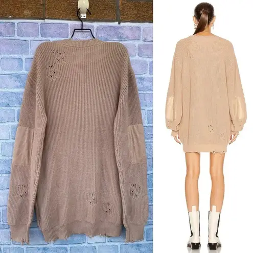 SER.O.YA Devin distressed Sweater dress in tan size small